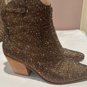 Diva Sparkling Brown Ankle Booties